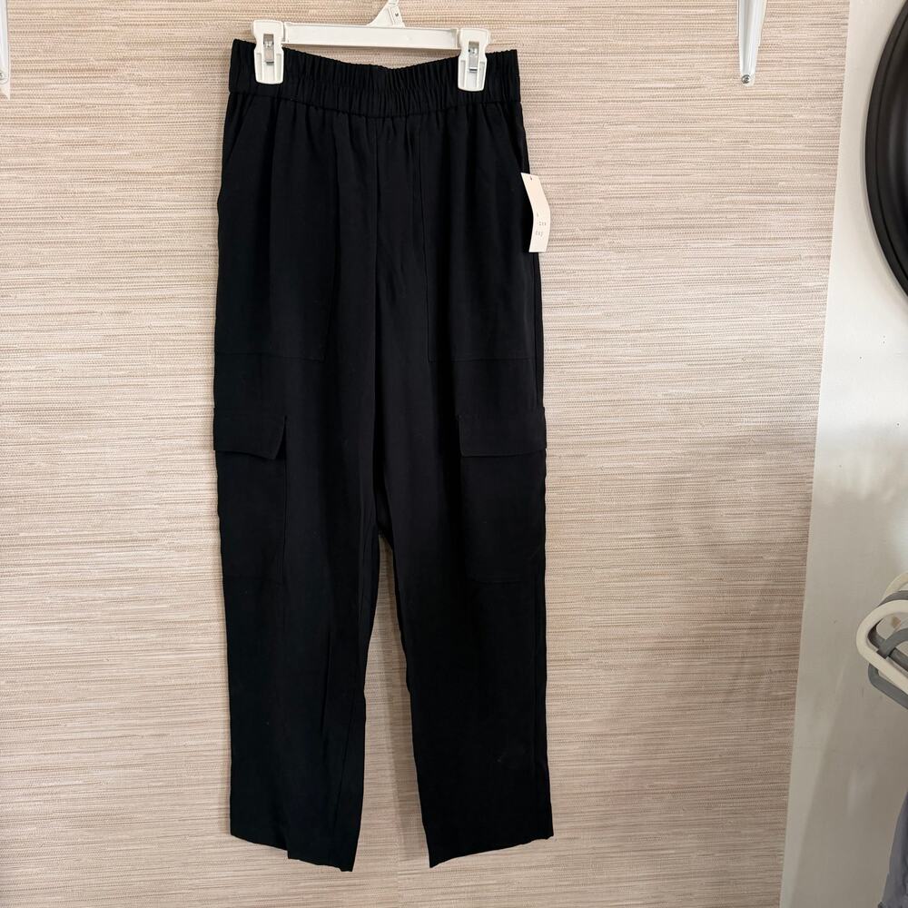 a new day women's black elastic waist cargo pocket pull on pants size XS NWT